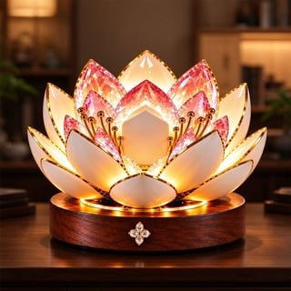 Blooming Lotus Flower Lamp with Perpetual Calendar & Clock, Warm Ambient LED Night Light, Floral Bedside Desk Decor Gift for Mom Women (1PC)
