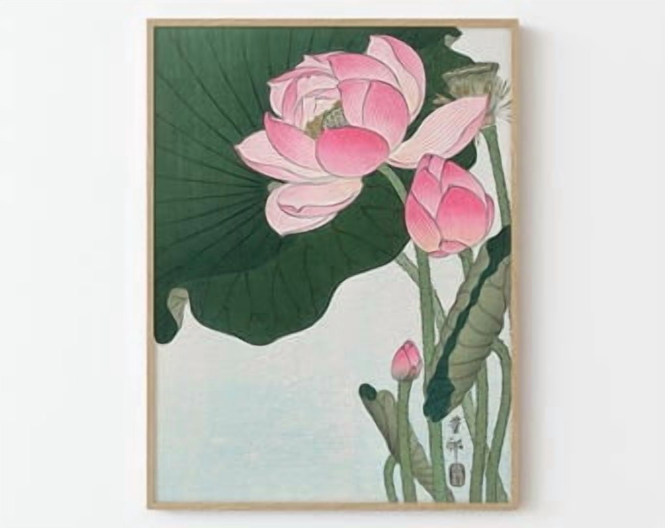 Blooming Lotus Flowers Japanese Wall Art Print, Cultural Living Room ...
