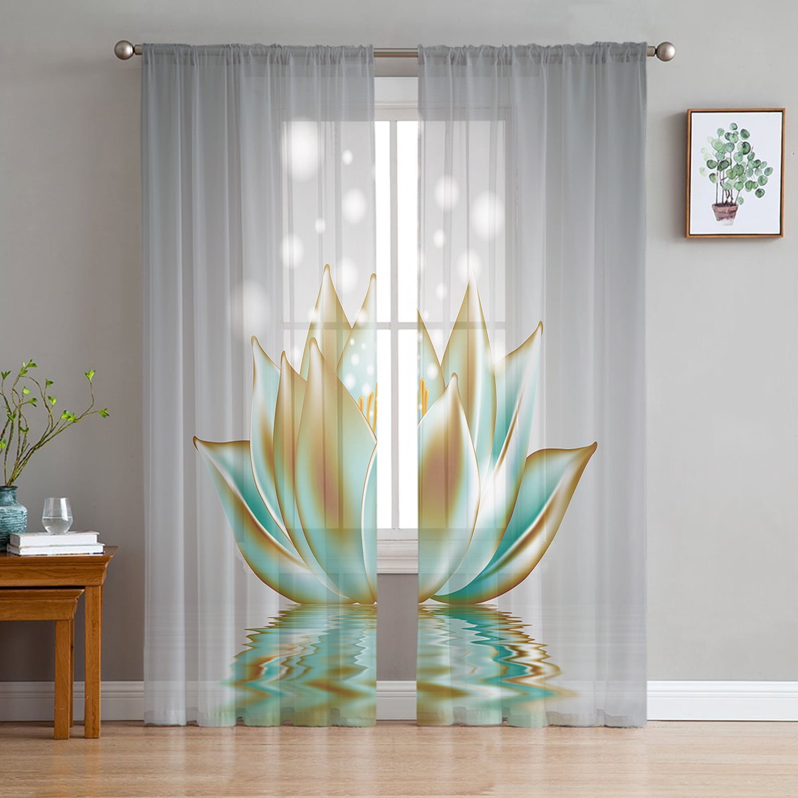 3D Lotus Flowers 1179 Curtains Drapes
