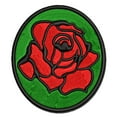 thumbnail image 1 of Blooming Open Rose Flower Outline Applique Multi-Color Embroidered Iron-On Patch - 3.5 Inch Large, 1 of 5