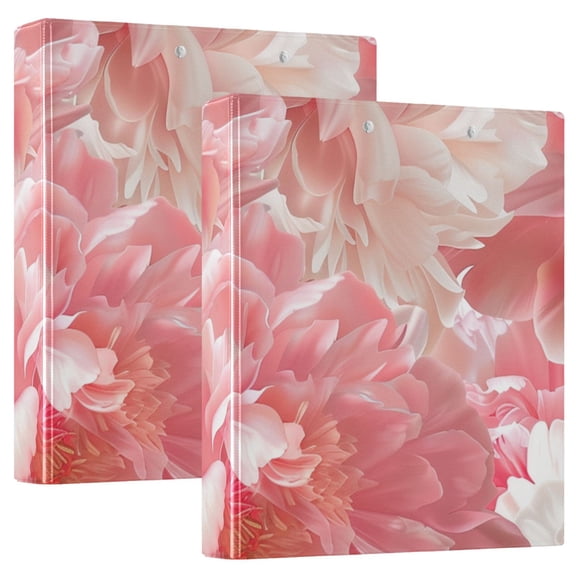Blooming Peony Flowers Round Ring Binder 3 Rings 1.5" Capacity File Storage for A4 Size 1 Pack