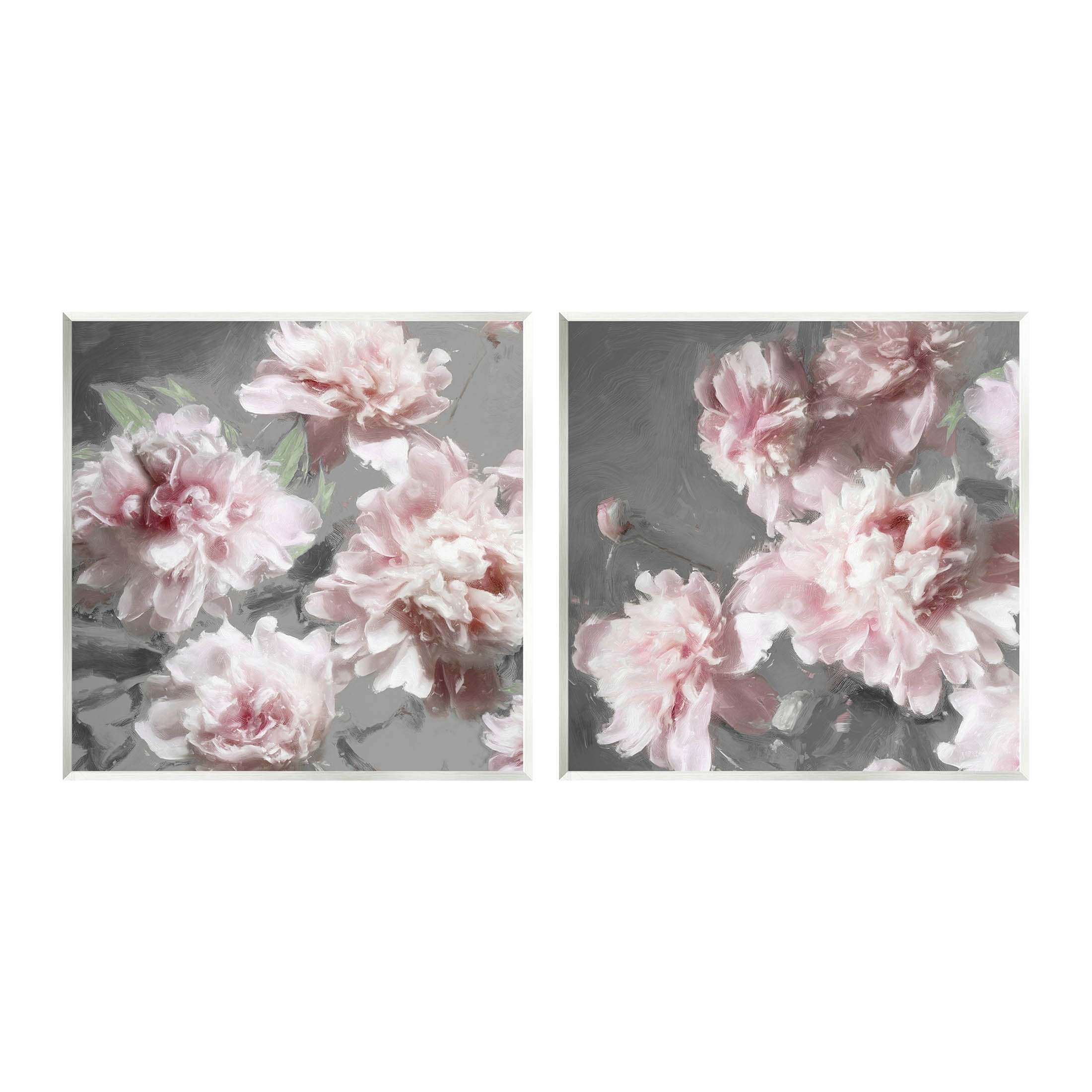 Blooming Peony Petals Pink Nature Botanical & Floral Graphic Art Unframed Art Print Wall Art, Set of 2