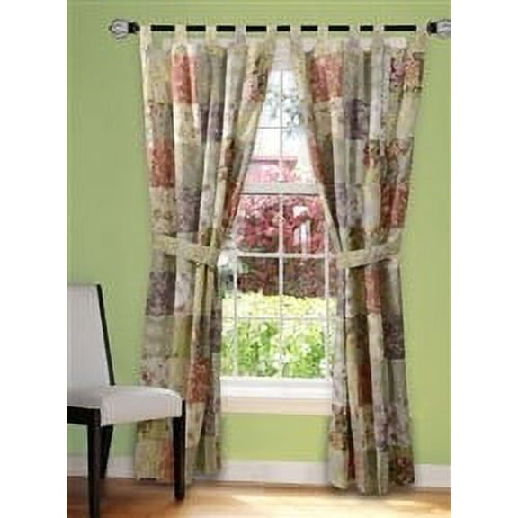 Blooming Prairie Patchwork Tab Top Drapery Pair 84"W x 84"L