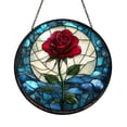 Blooming Red Rose Stained Glass Suncatcher Decorative Floral Window Art ...