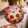 thumbnail image 1 of Blooming Red Roses Glass Suncatcher, Round Floral, for Mother, 3.5 in, 1 of 3