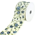 thumbnail image 1 of Blooming Rose Wired Canvas Ribbon, 2-1/2-Inch, 10-Yard - Blue, 1 of 1