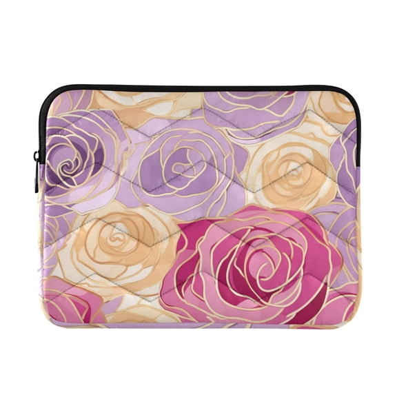 Blooming Roses Quilted Laptop Protective Cases Computer Sleeves Tablet Bags Briefcases L