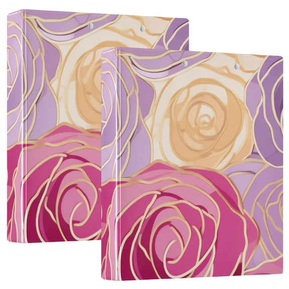 Blooming Roses Round Ring Binder 3 Rings 1.5" Capacity File Storage for A4 Size 1 Pack
