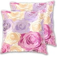 thumbnail image 1 of Blooming Roses Throw Pillow Covers Pillowcases 20 x 20 Inch Home Decor 2 Packs for Bedroom Sofa, 1 of 6