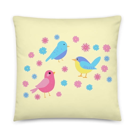 Blooming Skies 20"x20" Yellow Pink Blue, Home Decor Decorative Accent Pillow