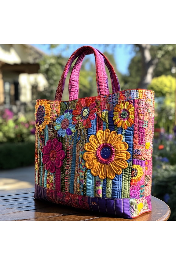 Blooming Soul Quilted Tote Bag, Women Quilted Tote Bag, Handmade Patchwork Tote, Women Shoulder Bag, Gift For Her