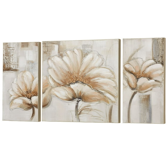 Blooming Splendor Canvas Art Set Cream Set of Three 3