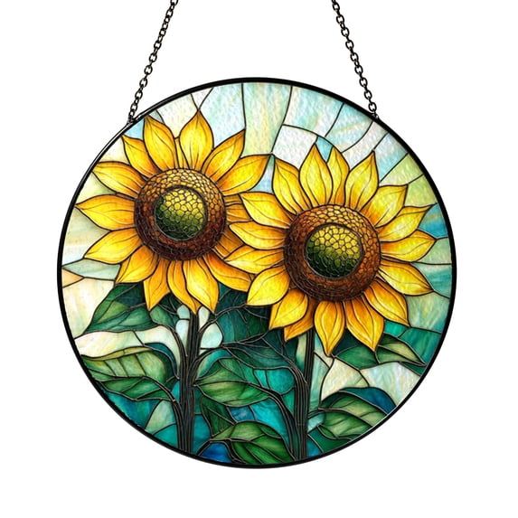 Blooming Sunflower Stained Glass Suncatcher Decorative Floral Window ...