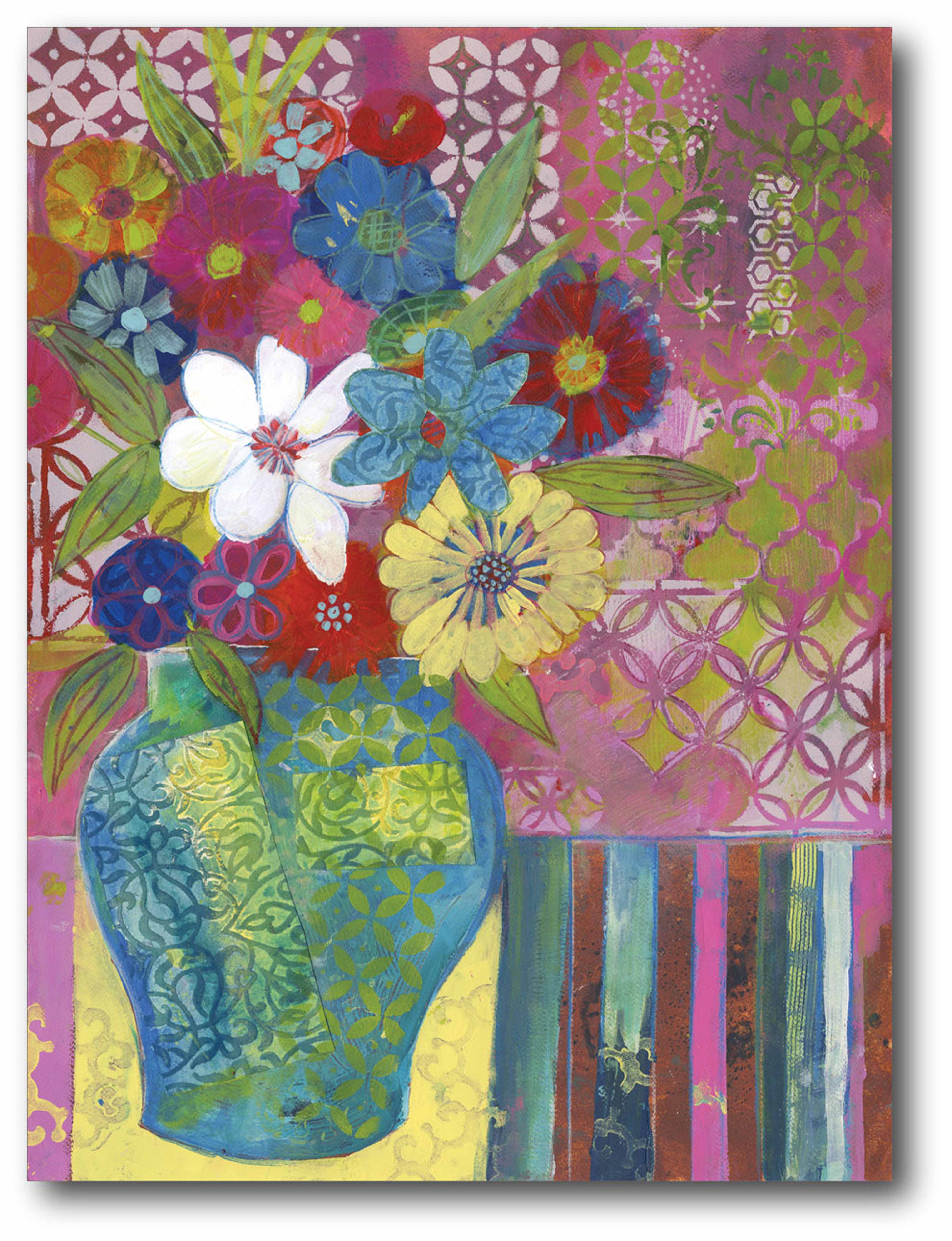 Colorful Abstract Botanical Flowers Canvas Wall Art, 16x20