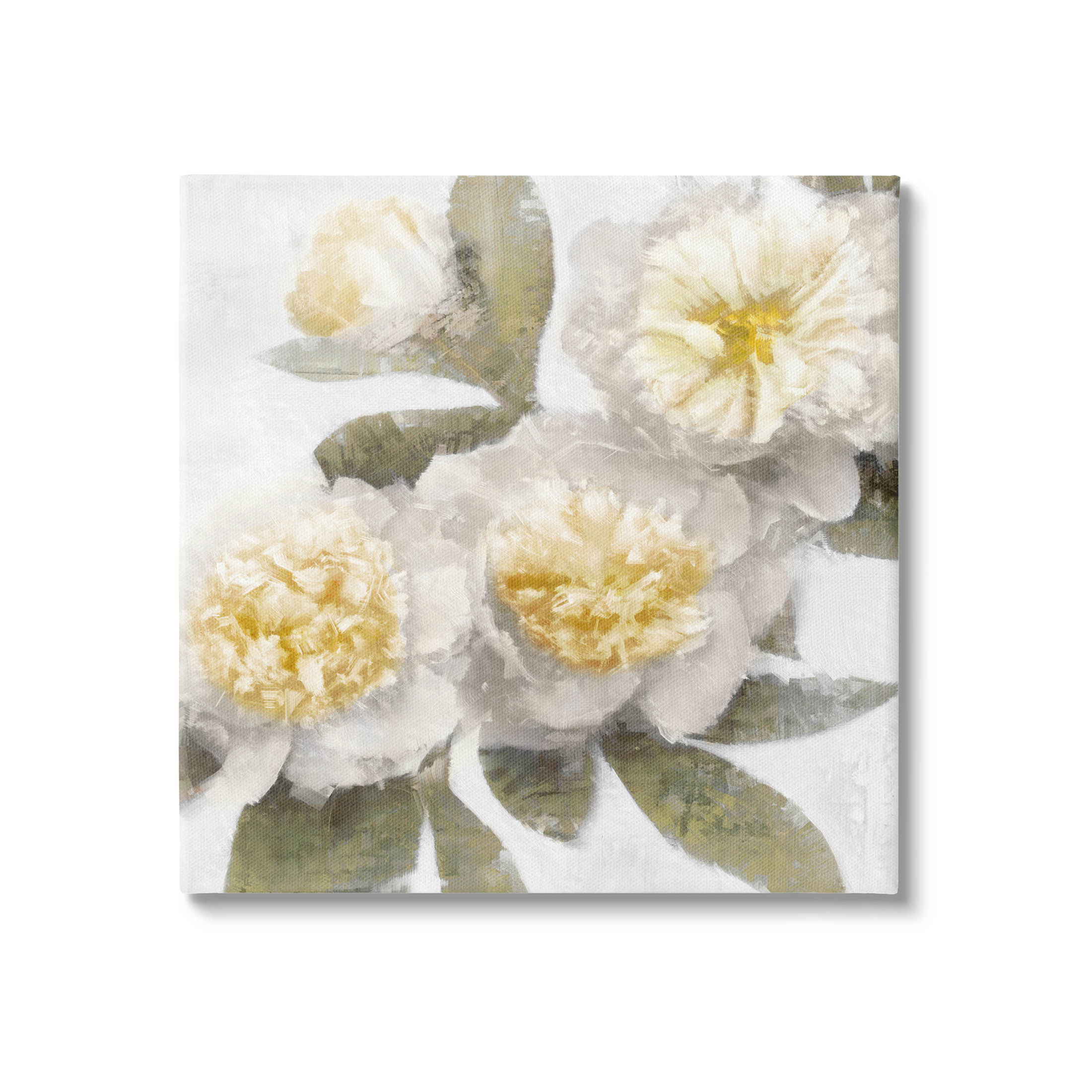 Blooming Yellow Peony Flower Petals Botanical & Floral Graphic Art Gallery Wrapped Canvas Print Wall Art
