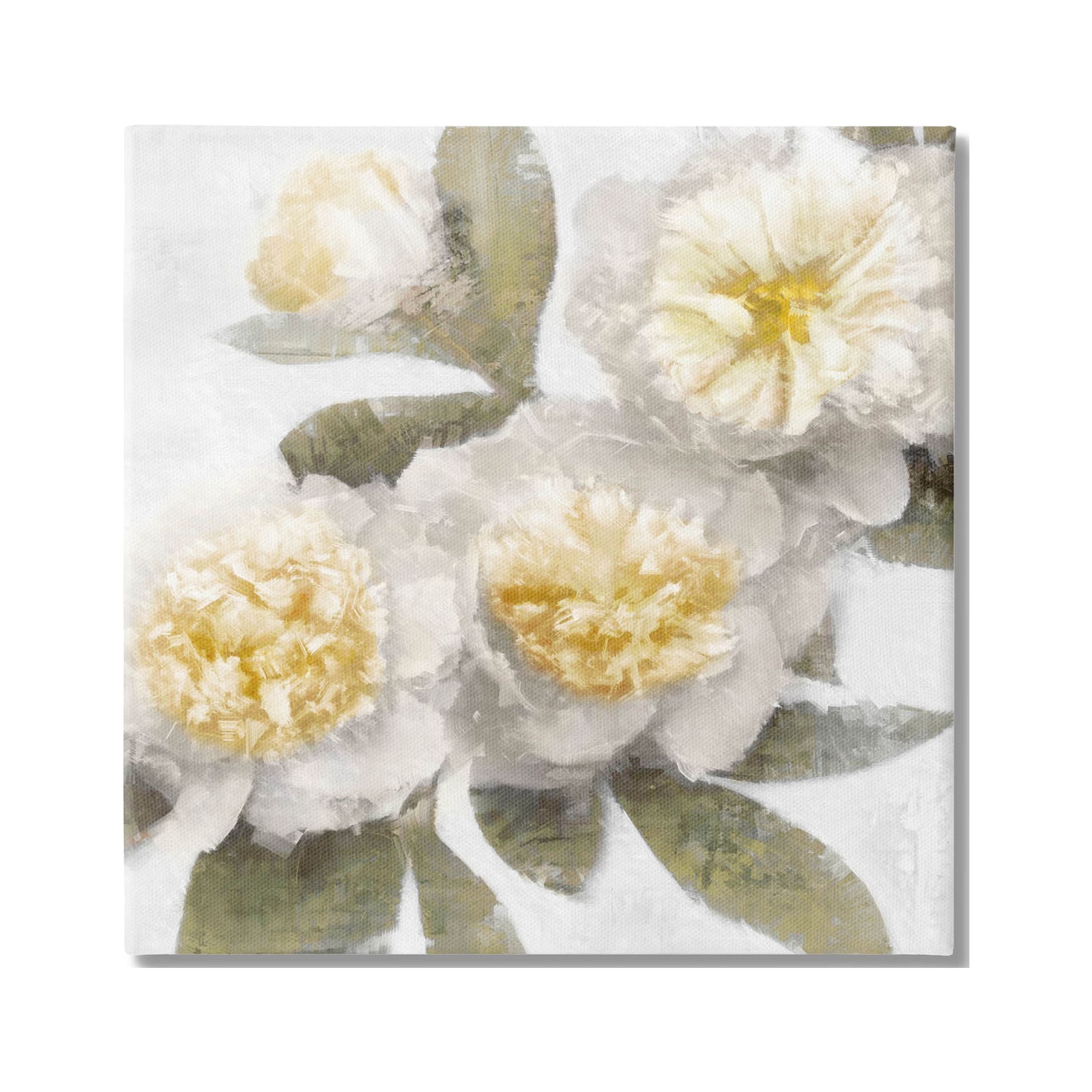 Blooming Yellow Peony Flower Petals Botanical & Floral Graphic Art Gallery Wrapped Canvas Print Wall Art