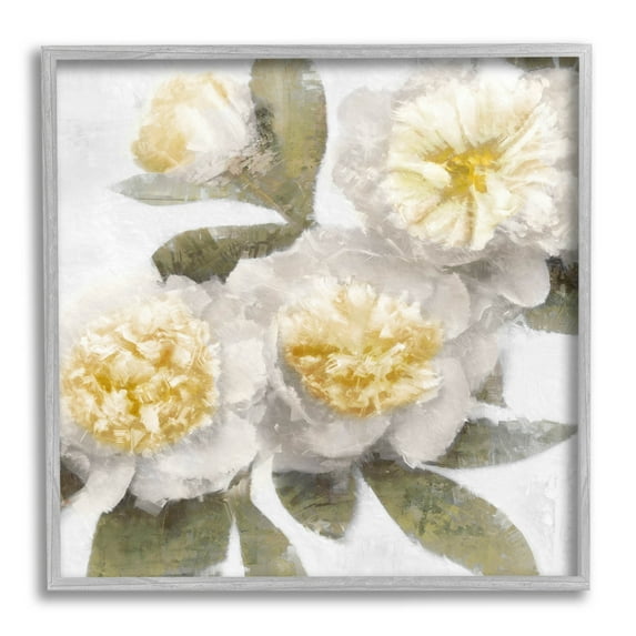 Blooming Yellow Peony Flower Petals Botanical & Floral Graphic Art Gray Framed Art Print Wall Art