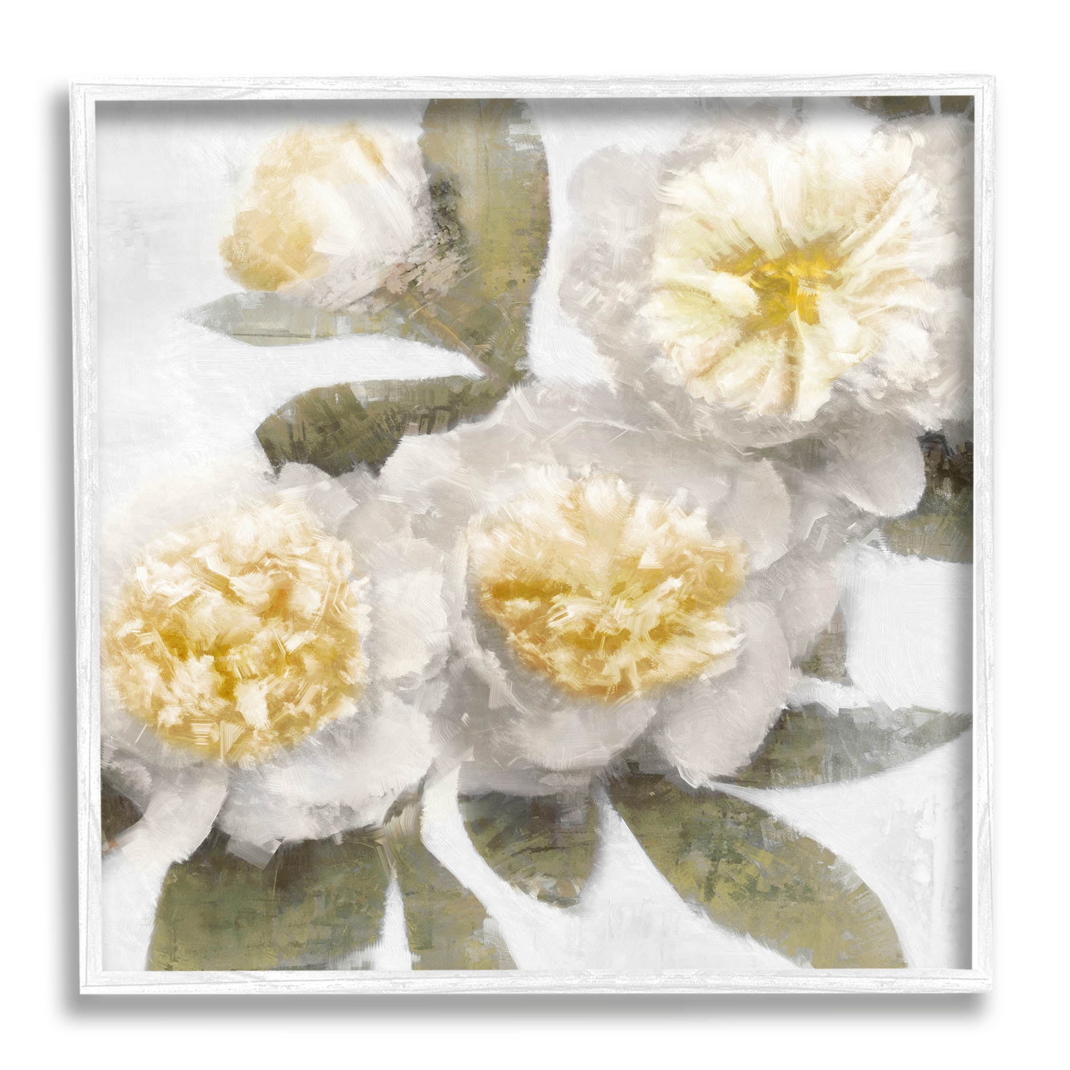 Blooming Yellow Peony Flower Petals Botanical & Floral Graphic Art White Framed Art Print Wall Art