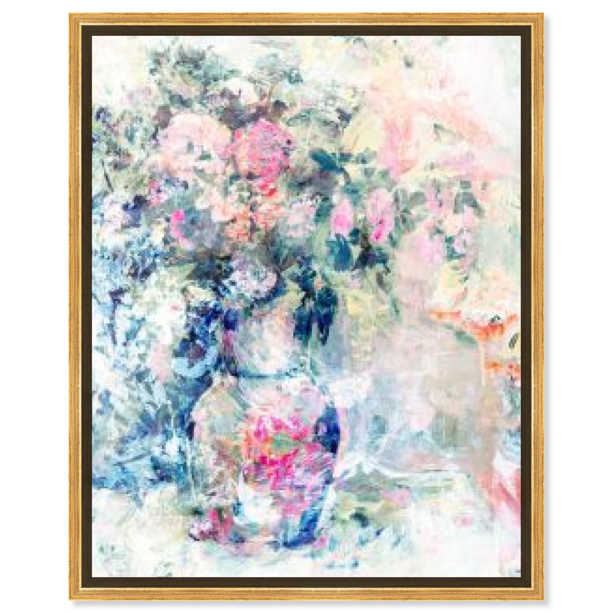 Romantic Floral Abstract Print on Canvas with Gold Frame, 36" x 45"