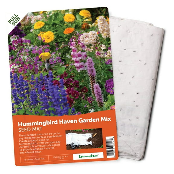 BloomingBulb Seed Mat - Easy to Plant and Grow Garden Seeds - Creates Fragrant, Vibrant Flower Garden (Hummingbird Haven flower garden - 1 mat)