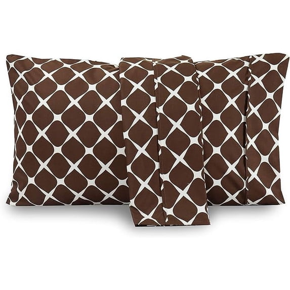 Bloomingdale Pattern Pillowcase 1500 Series 2-Piece Set, Easy Slip-On and Wrinkle Resistant Queen Pillowcase, Brown