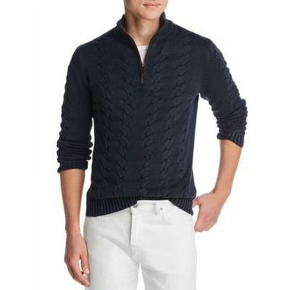 Bloomingdale's DARK BLUE Cotton Cable Knit Pullover Sweater, US 2X-Large