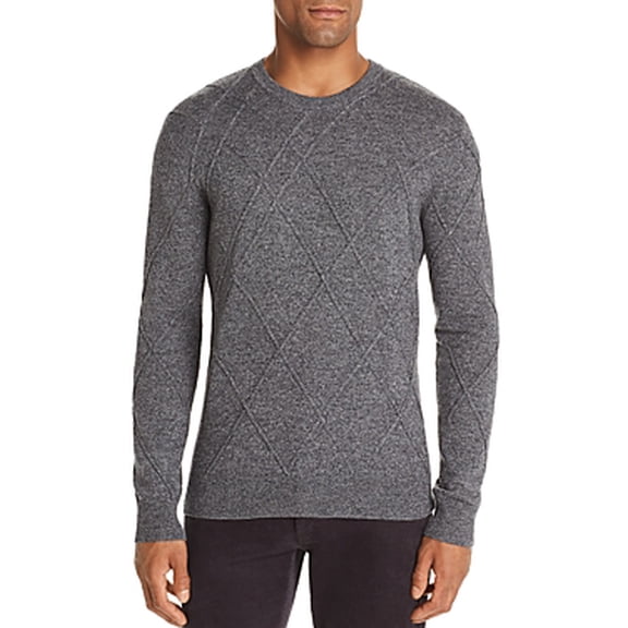 Bloomingdale's GRAY NAVY TWIST Ribbed Cable-Knit Sweater, US 2X-Large