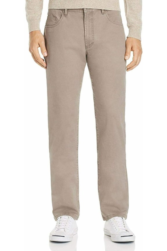 TAUPE Tailored Fit Five-Pocket Chino Pants, US 38x32
