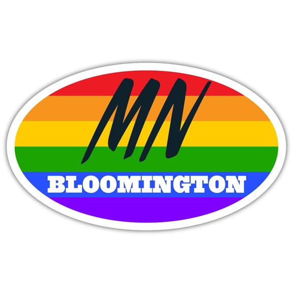 Bloomington MN Minnesota Hennepin County Rainbow Pride Flag 6 Stripes Pride Flag Euro Decal Bumper Sticker 3M Vinyl 3" x 5"
