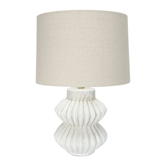 Bloomingville 22"H Fluted Terracotta Table Lamp with Distressed Finish & Linen Shade
