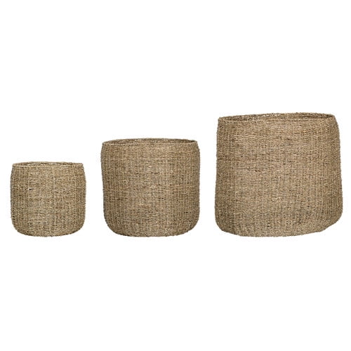 Round Seagrass Storage Baskets 20" Set of 3