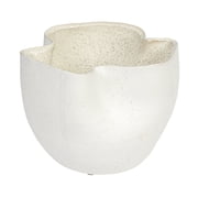 Bloomingville 7.25 Inches Stoneware Ruffled Planter with Sand Finish and Reactive Glaze, Holds 4 Inches Pot, White