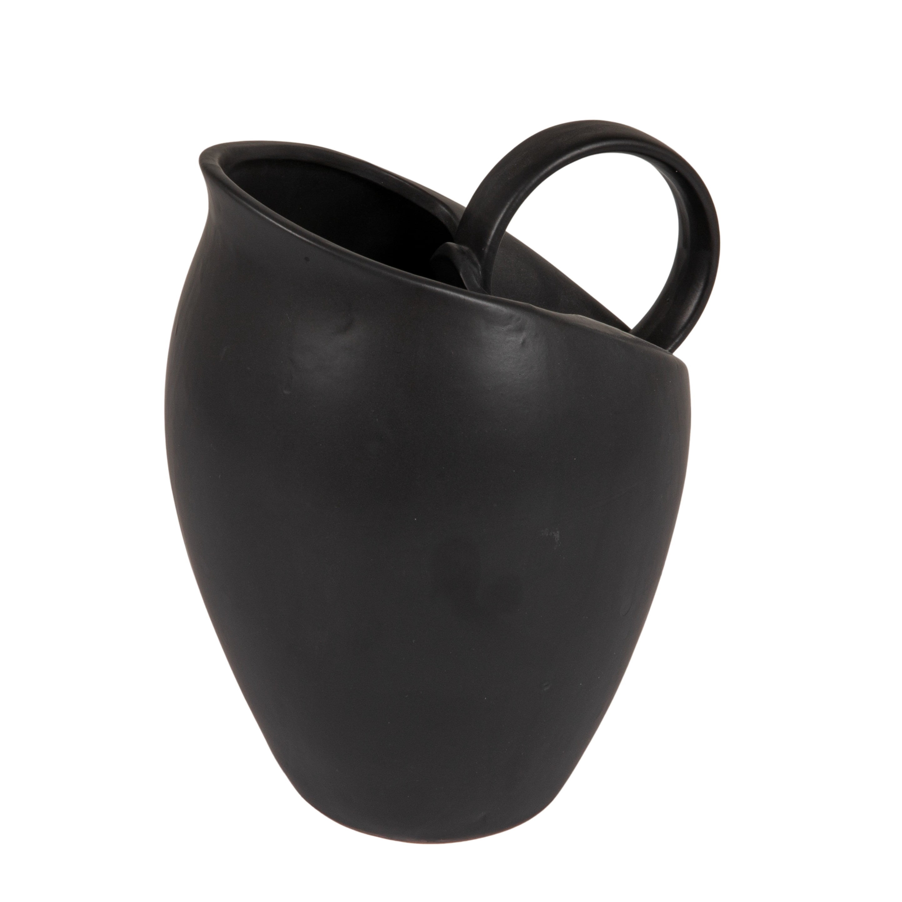 Bloomingville 82-Ounce Textured Stoneware Pitcher with Reactive Glaze, Matte Black