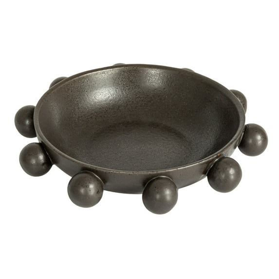 Bloomingville 9.75 Inches Stoneware Bowl with Orbs and Reactive Glaze, Black