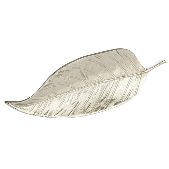 Bloomingville Aluminum Leaf Shaped Tray, Silver Finish