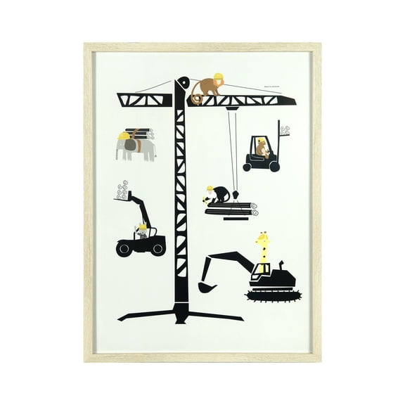 Bloomingville Animals, Crane & Construction Vehicles Art Print, 21.5" x 29.5"