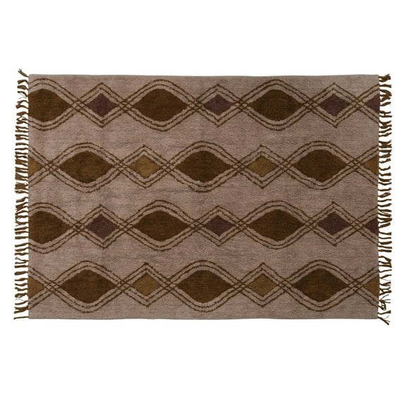Bloomingville Bloomingville Cotton Tufted Rug with Pattern and Fringe, Multicolor