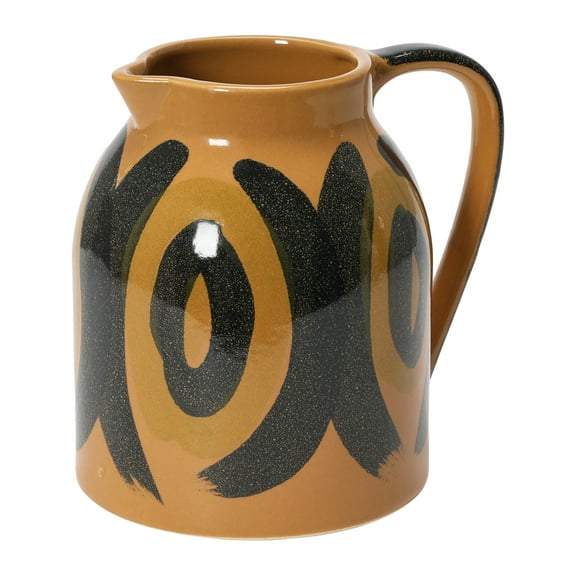Bloomingville Bloomingville Decorative Hand Painted Stoneware Pitcher, Brown and Black