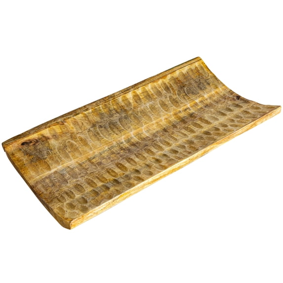 Bloomingville Boho Hand Carved Curved Wood Tray, Natural