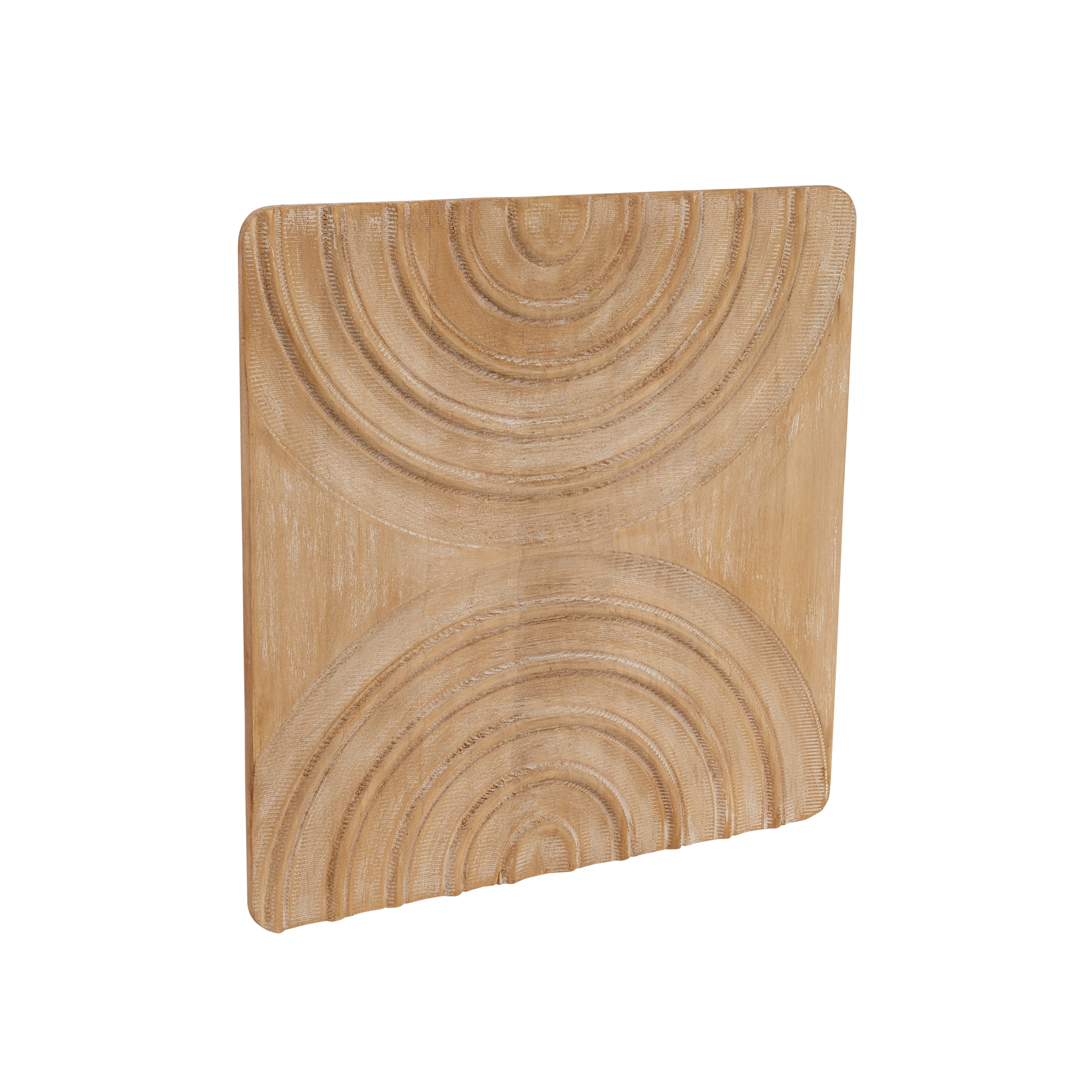 Natural Pine Boho Square Wall Art with Carved Arches