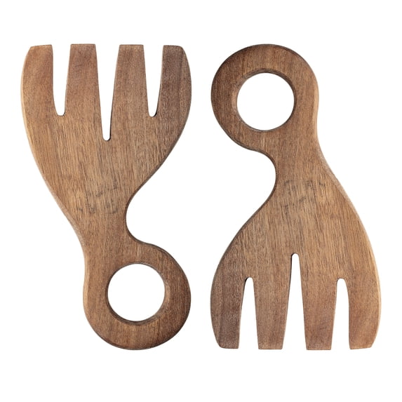 Bloomingville Brown Acacia Wood Salad Servers (Set of 2 Pieces)