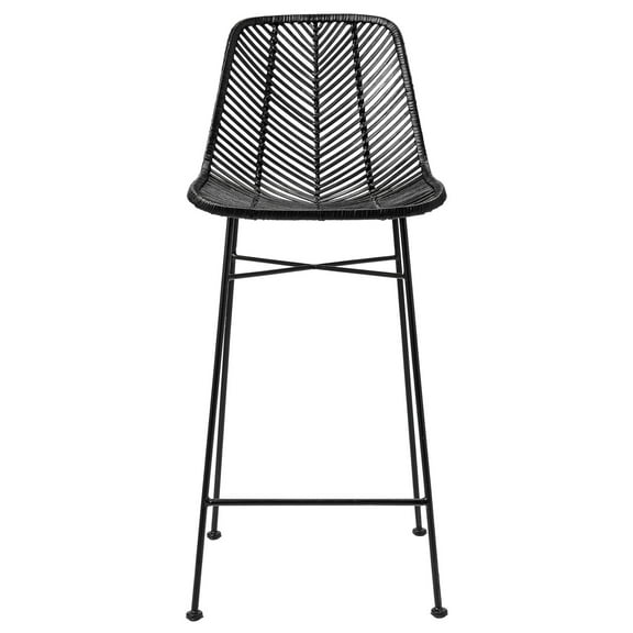 Bloomingville Chic Rattan Bar Stool with Metal Frame, Black