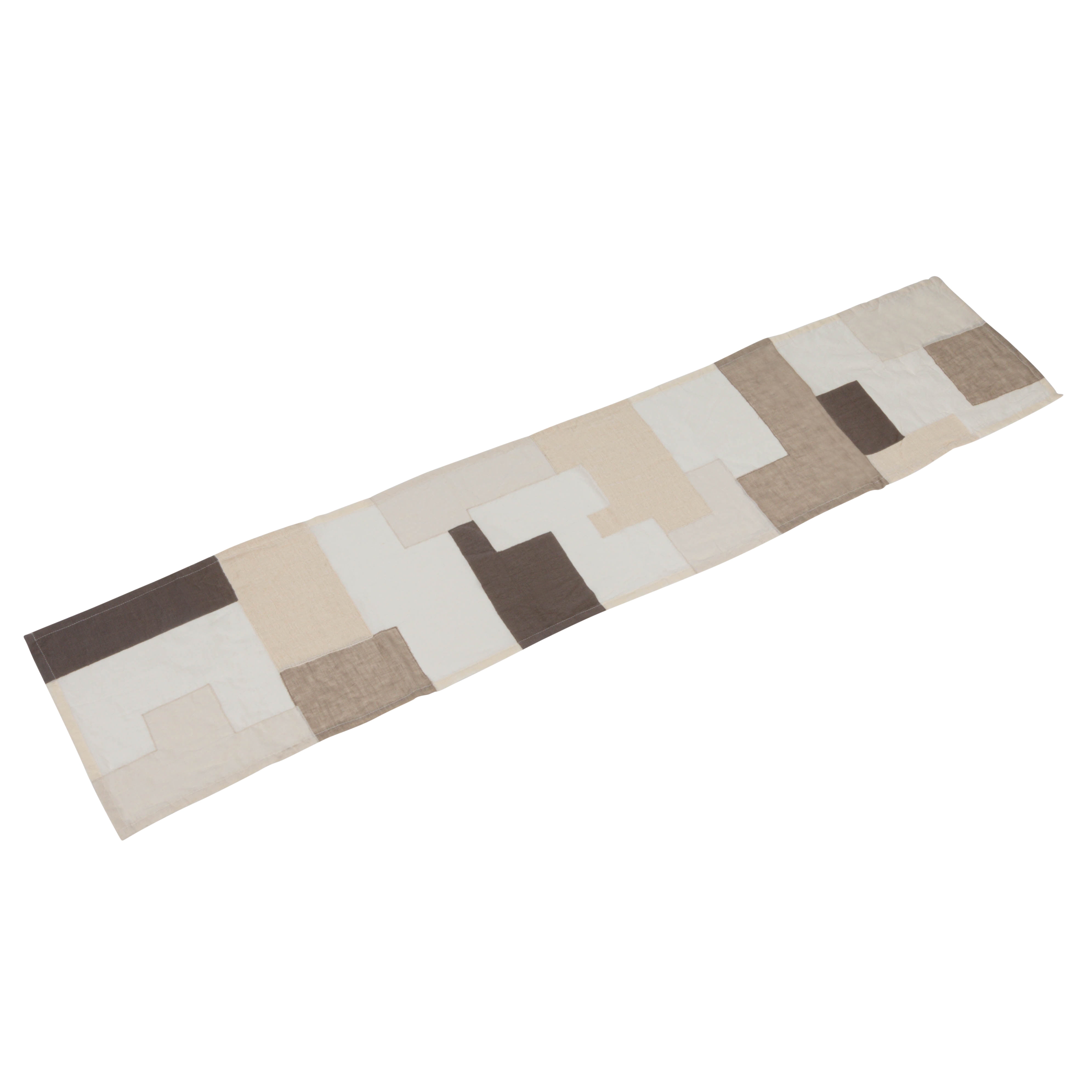 Cotton Patchwork Beige and Brown Table Runner, 72 inches