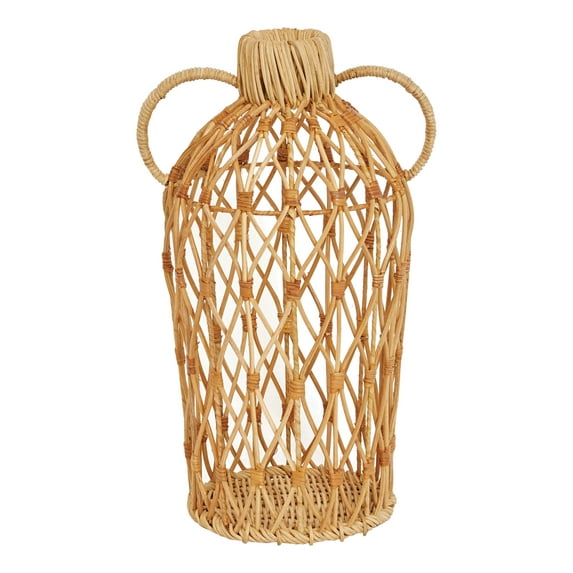 Bloomingville Decorative 17"H Handwoven Rattan Vase with Handles