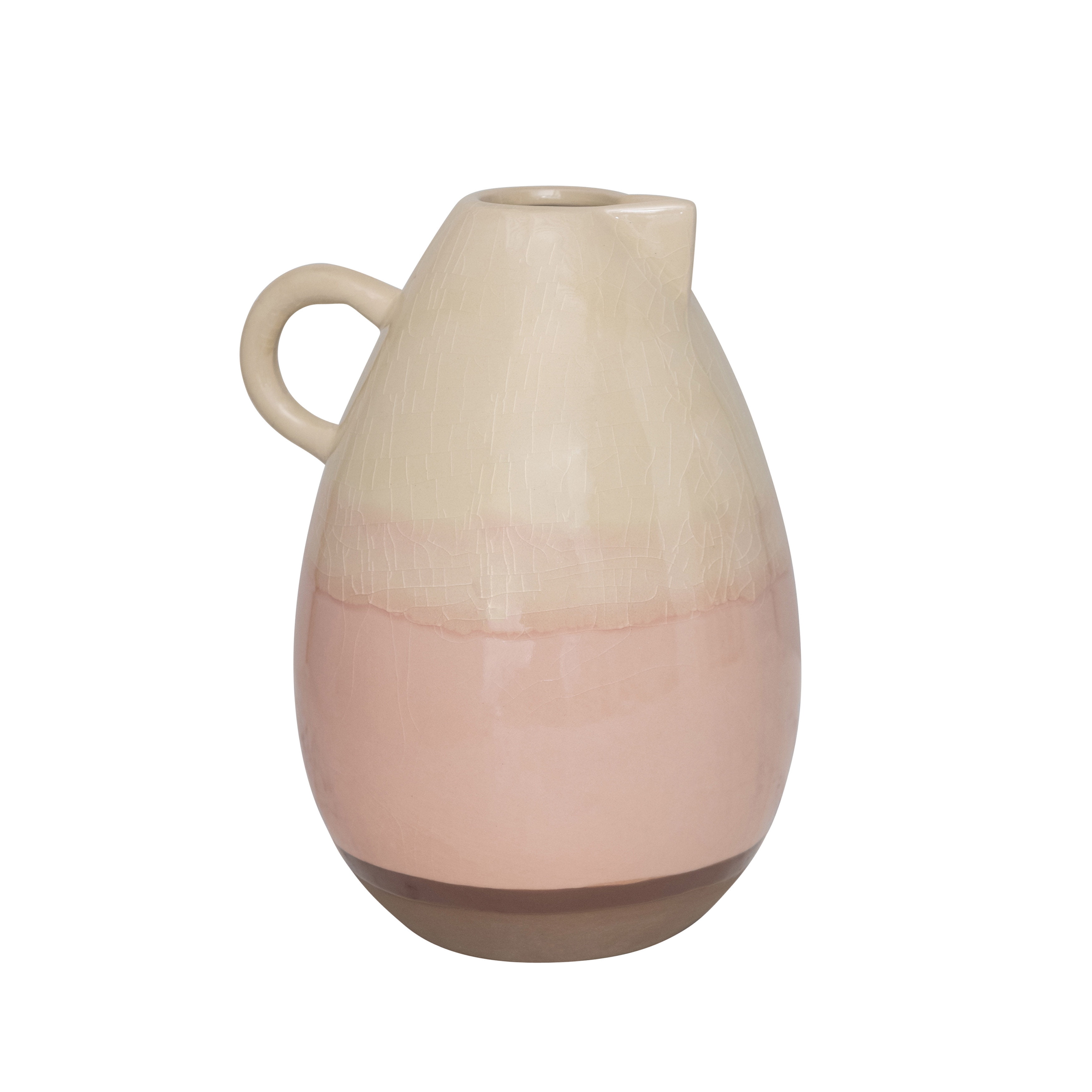 Bloomingville Decorative Ceramic Pitcher, Multi-color Crackle Glaze