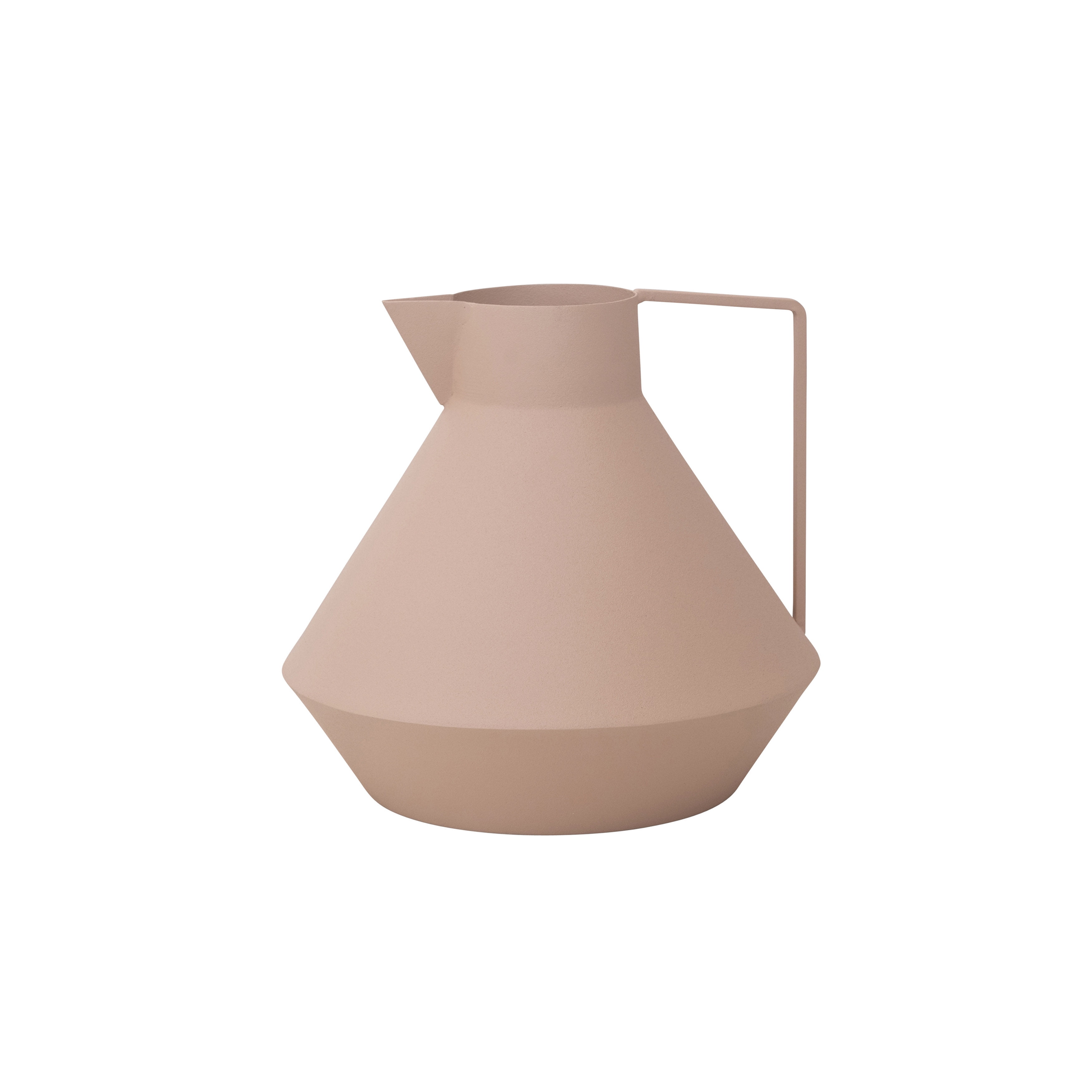 Matte Beige Textured Iron Decorative Pitcher with Handle