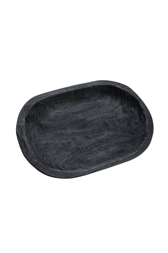 Hand-Carved Paulownia Wood Bowl, Black