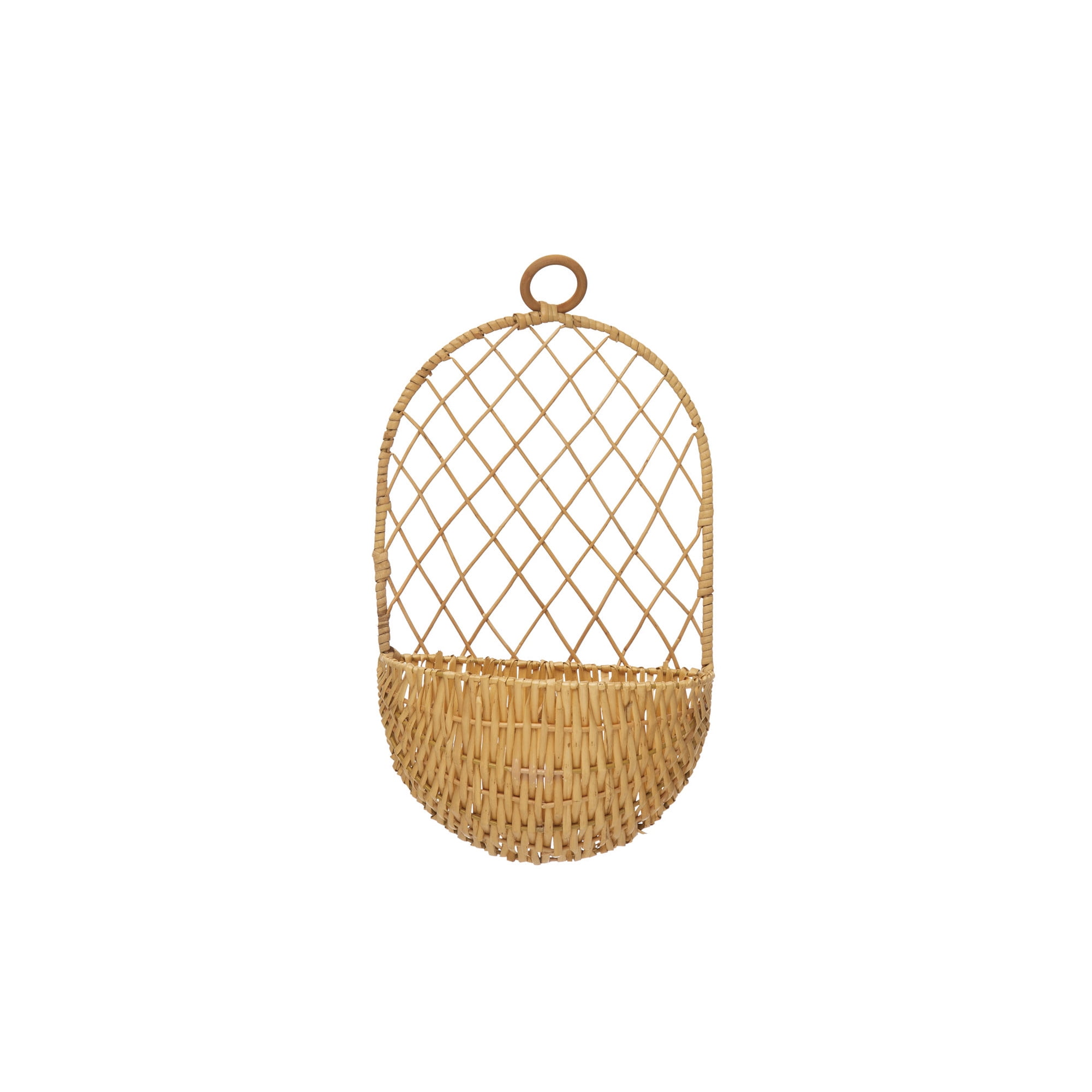 Hand-Woven Oval Wicker Storage Basket, 16" Natural
