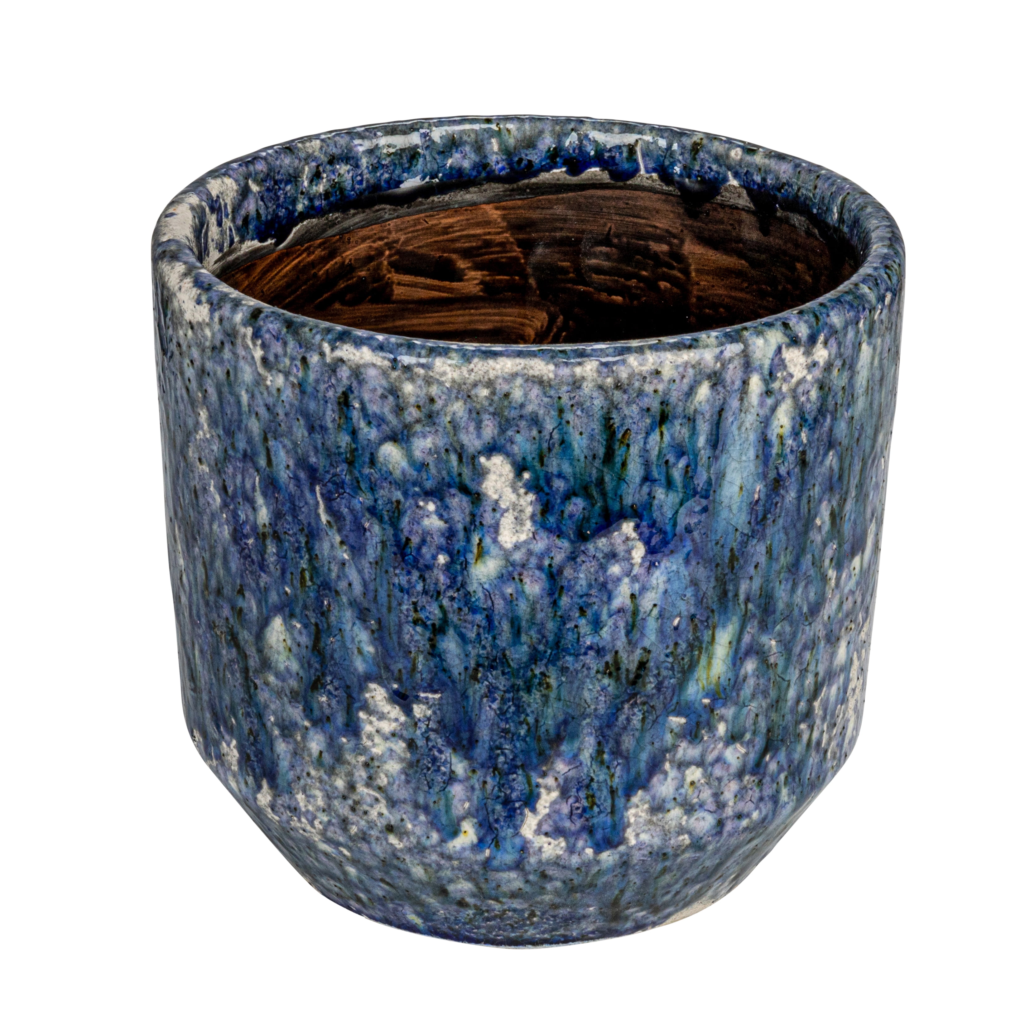 Large Blue Crackle Glaze Terra-Cotta Planter for Indoor/Outdoor Use