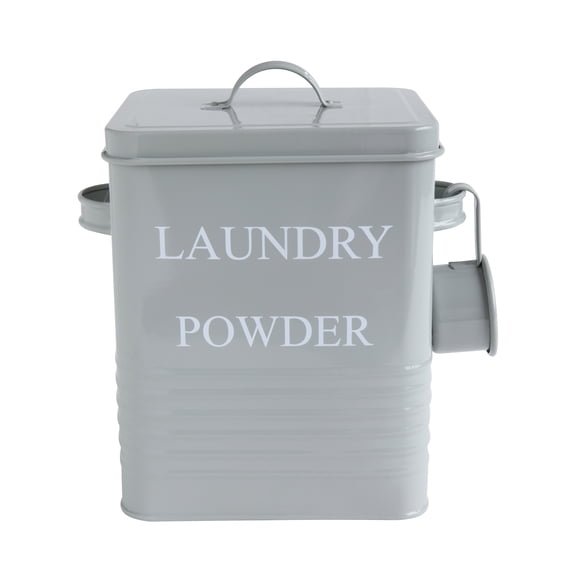 Bloomingville "Laundry Powder" 3 Piece Grey Metal Container with Lid & Scoop
